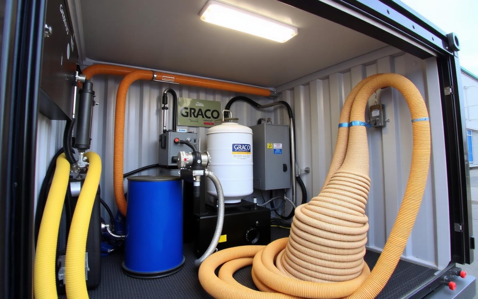 GRACO Reactor polyurea spray rig in a containerised mobile setup