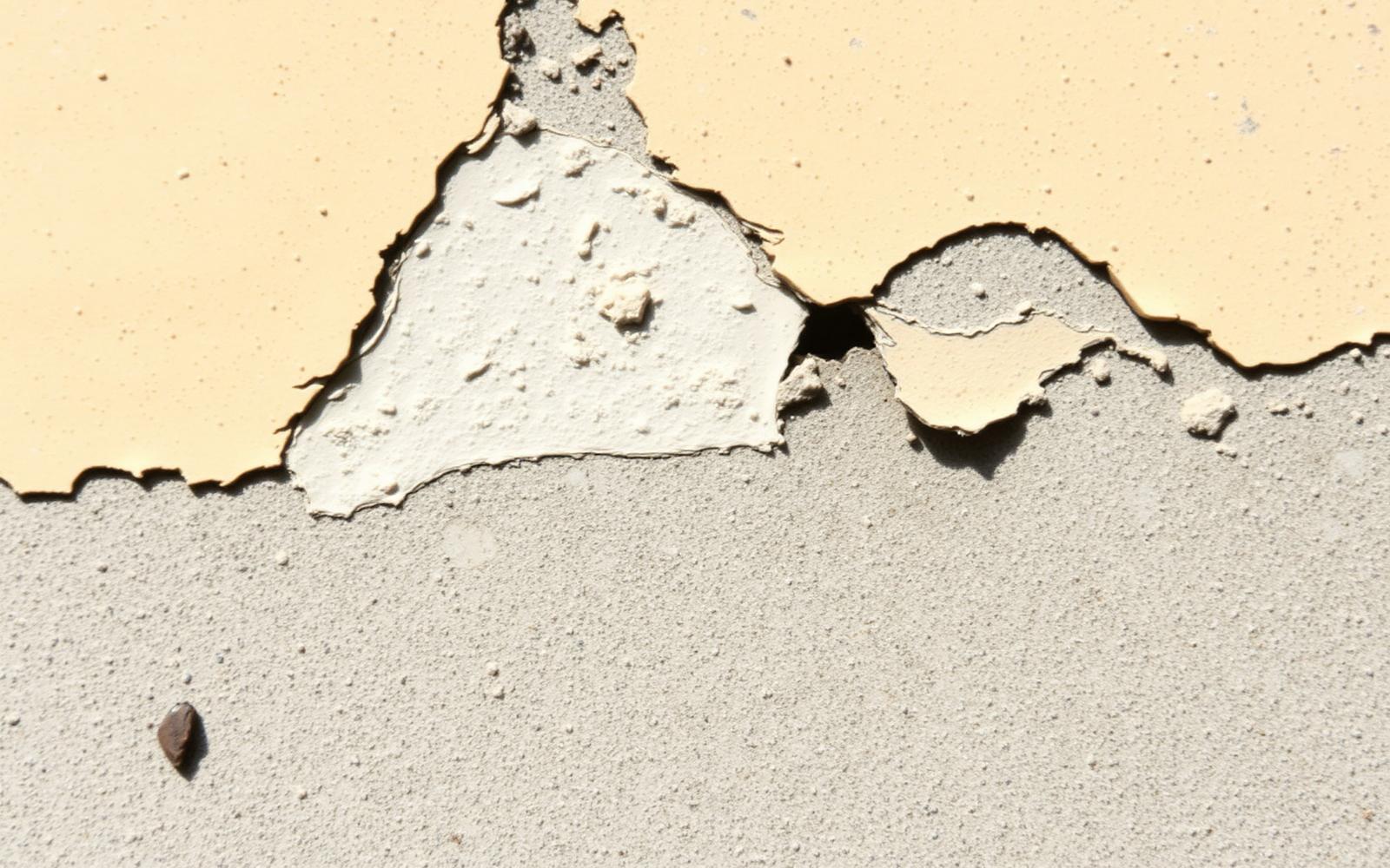 Failed polyurea coating chalking and peeling from concrete substrate