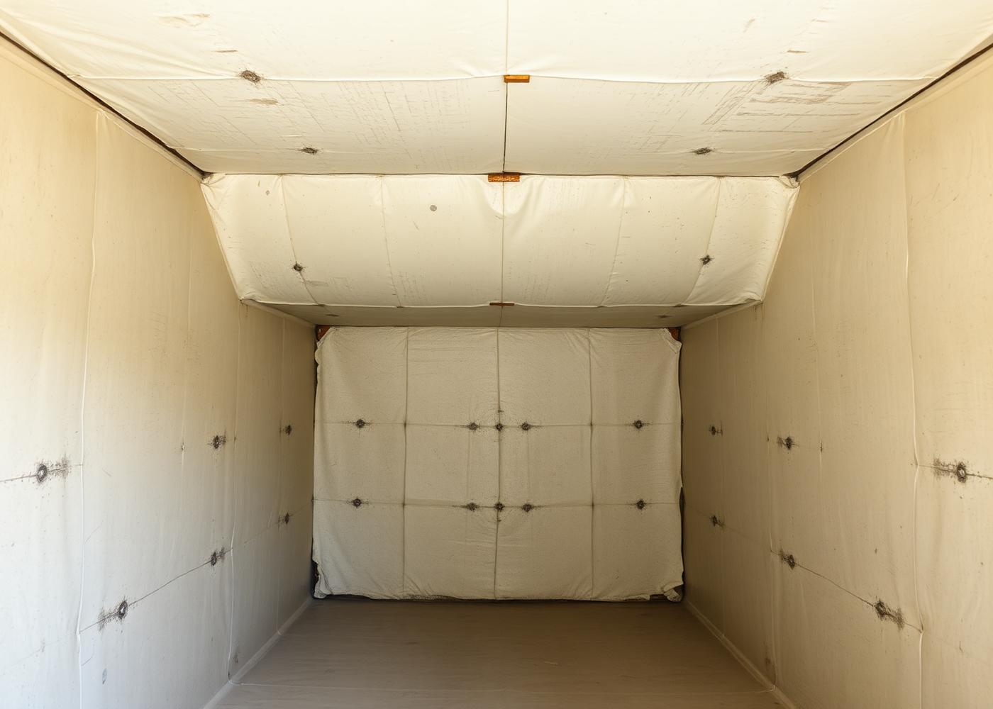Concrete tank interior lined with GRP showing panel overlaps