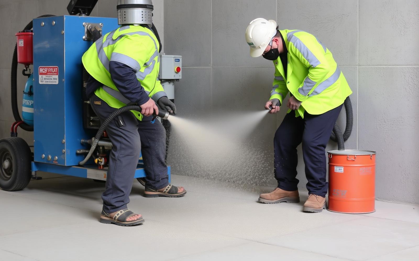 Shot-blasting concrete substrate to ICRI CSP profile